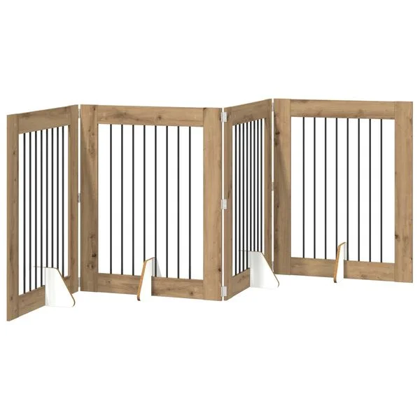 vidaXL Klappbares Hundetor mit Ständern 4 stk. Artisan-Eiche 321 cm
