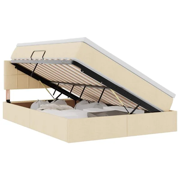 vidaXL Aufbewahrungsbett mit Matratze Creme 140 x 200 cm Samt