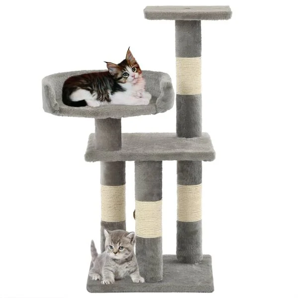 vidaXL Katzen-Kratzbaum mit Sisal-Kratzsäulen 65 cm Grau